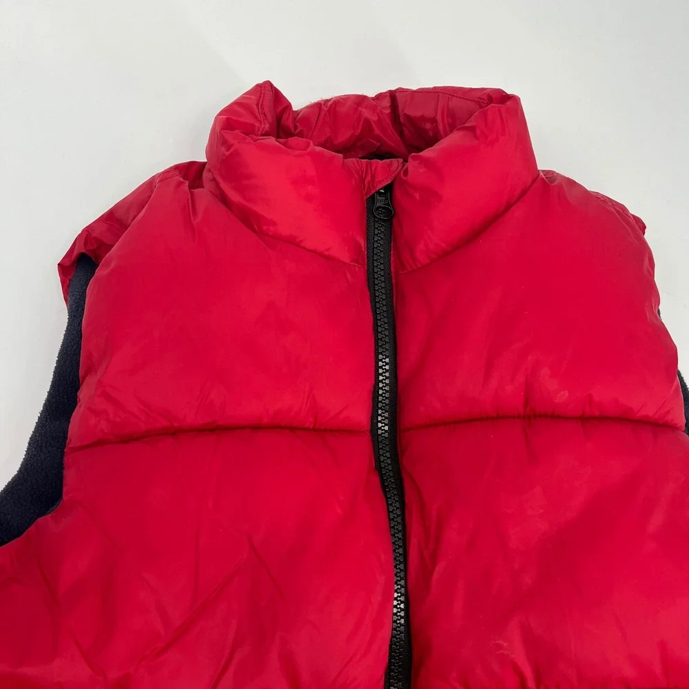 Old Navy Kids Red Puffer Vest Fleece Lined Full Zip Mock Neck Size M 8
